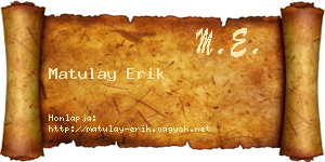 Matulay Erik névjegykártya